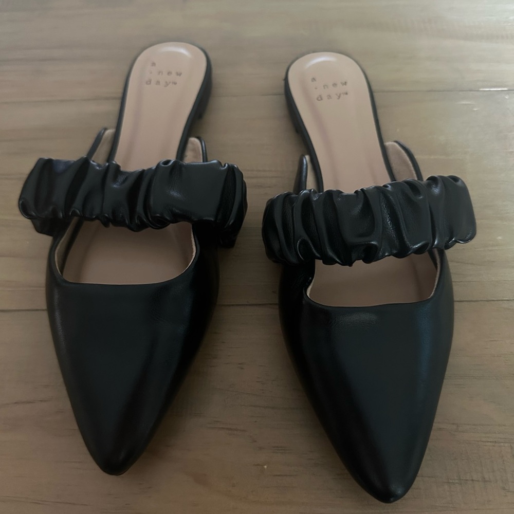 A New Day Black Ruffled Mules